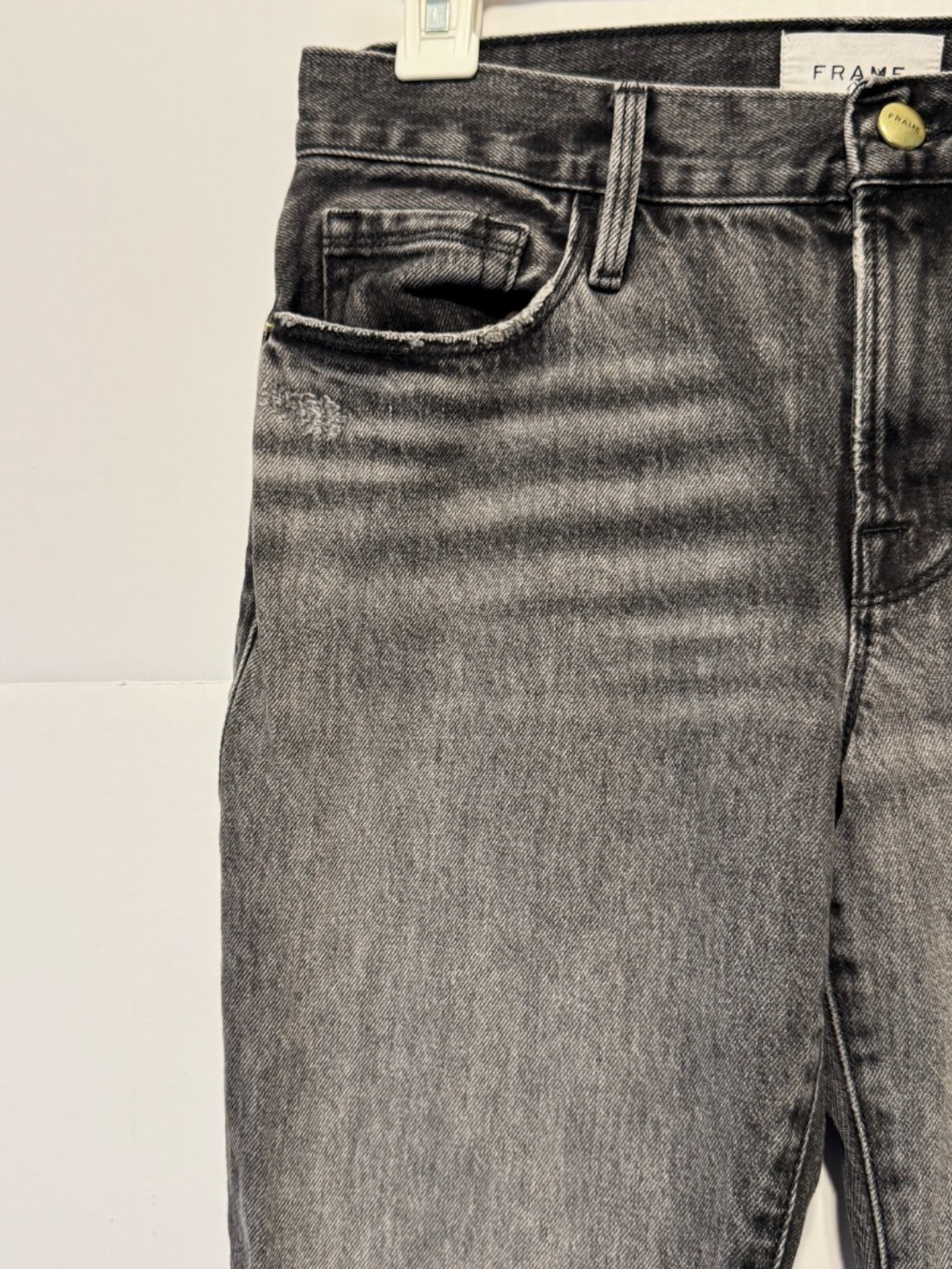 FRAME Le Nouveau Straight Jeans Gray Washed High Rise Size 25 Premium Denim - Picture 6 of 15